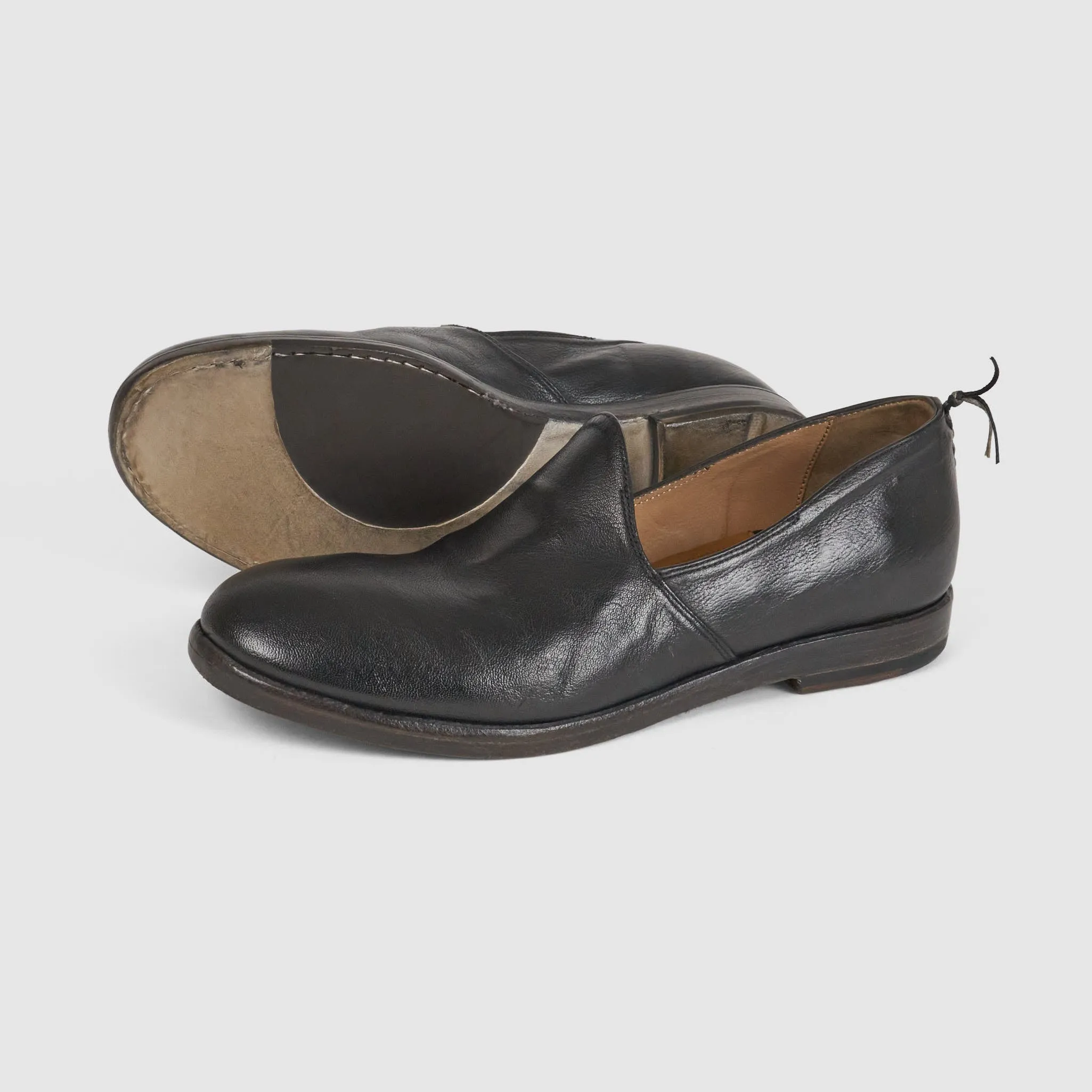 Silvano Sassetti Ladies Washed Leather Ballerina Style Slippers