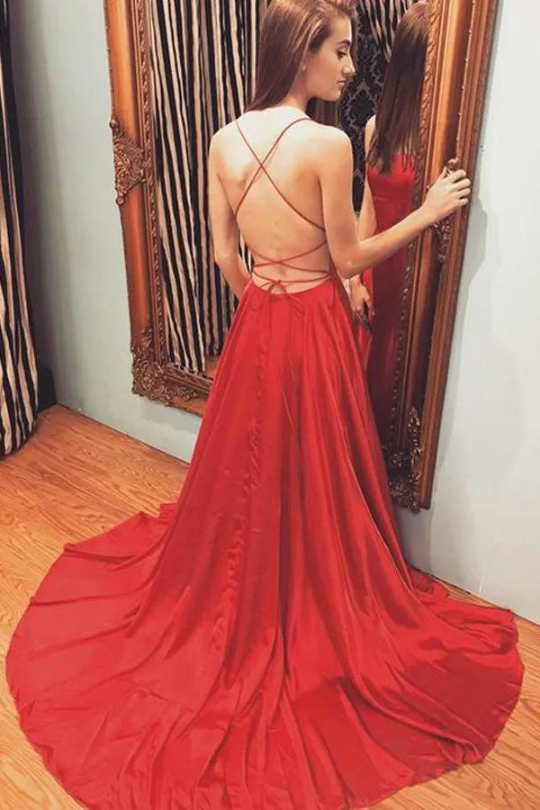 Simple A-Line Spaghetti Straps Hunter Cheap Prom Dress/Evening Dress,MP443