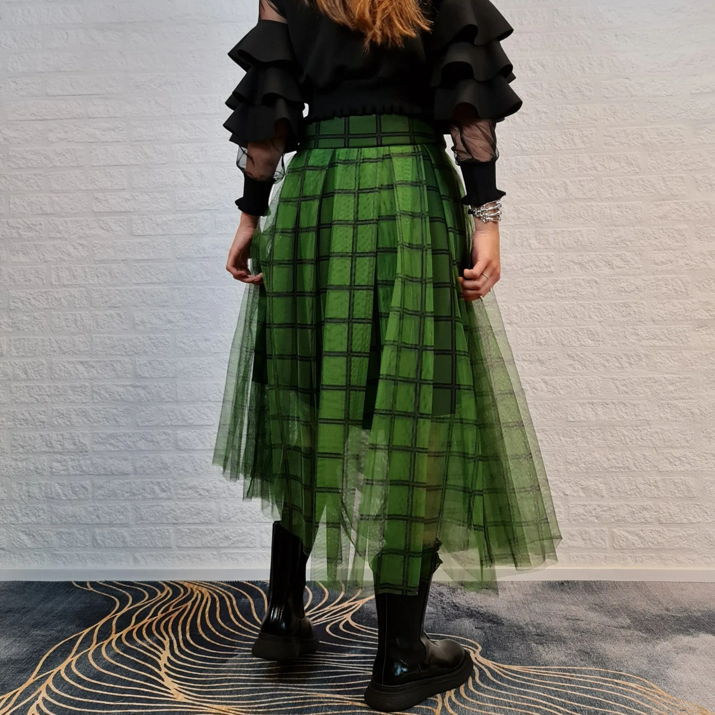 Simple Moderne Layered Tartan Skirt
