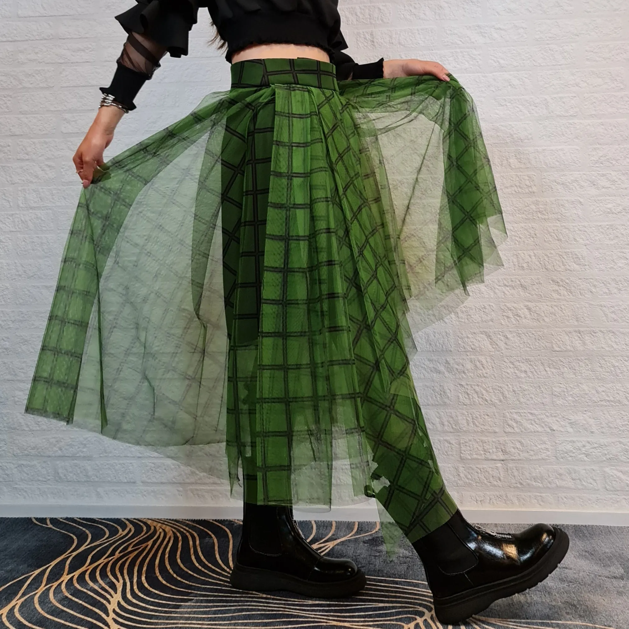 Simple Moderne Layered Tartan Skirt