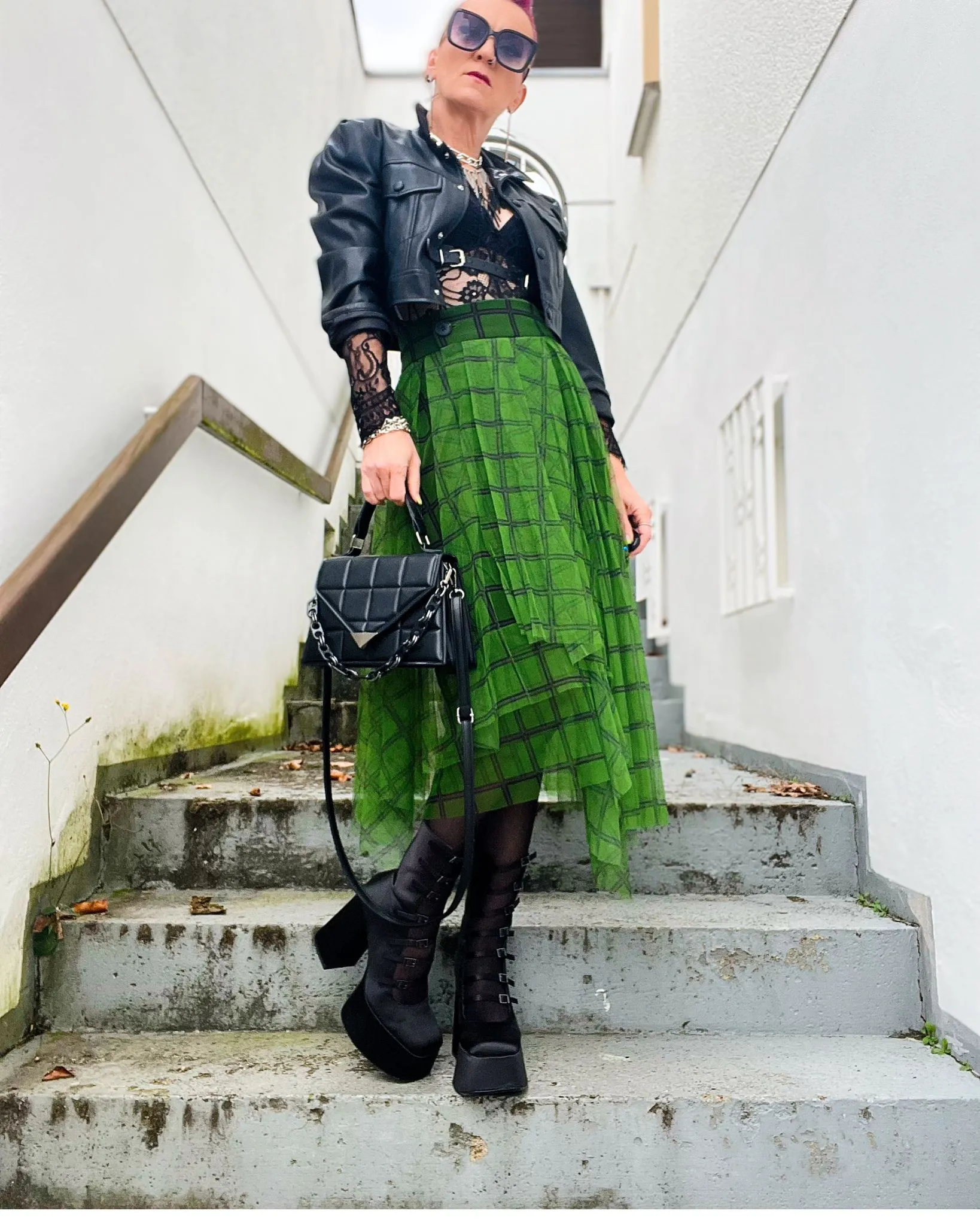 Simple Moderne Layered Tartan Skirt