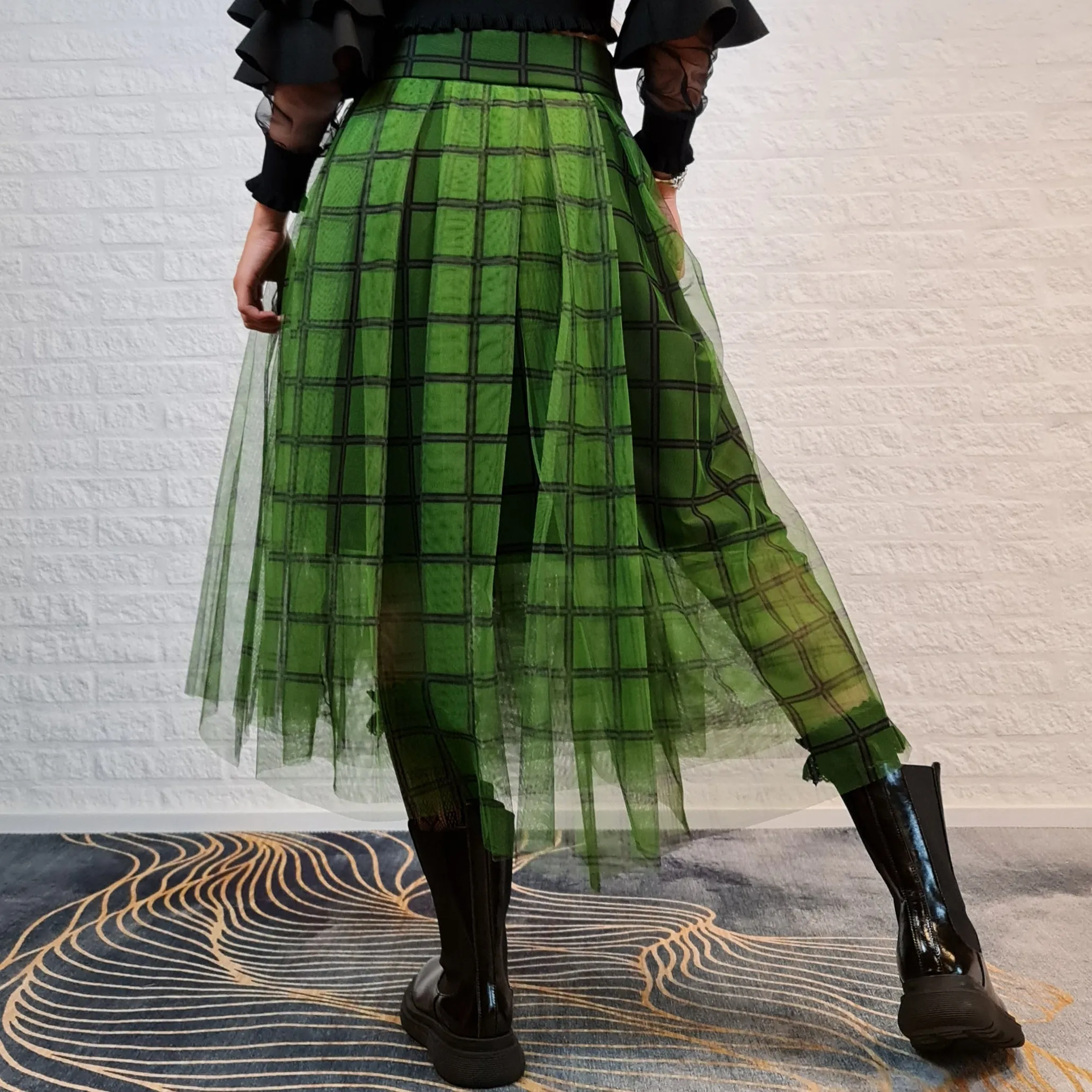 Simple Moderne Layered Tartan Skirt