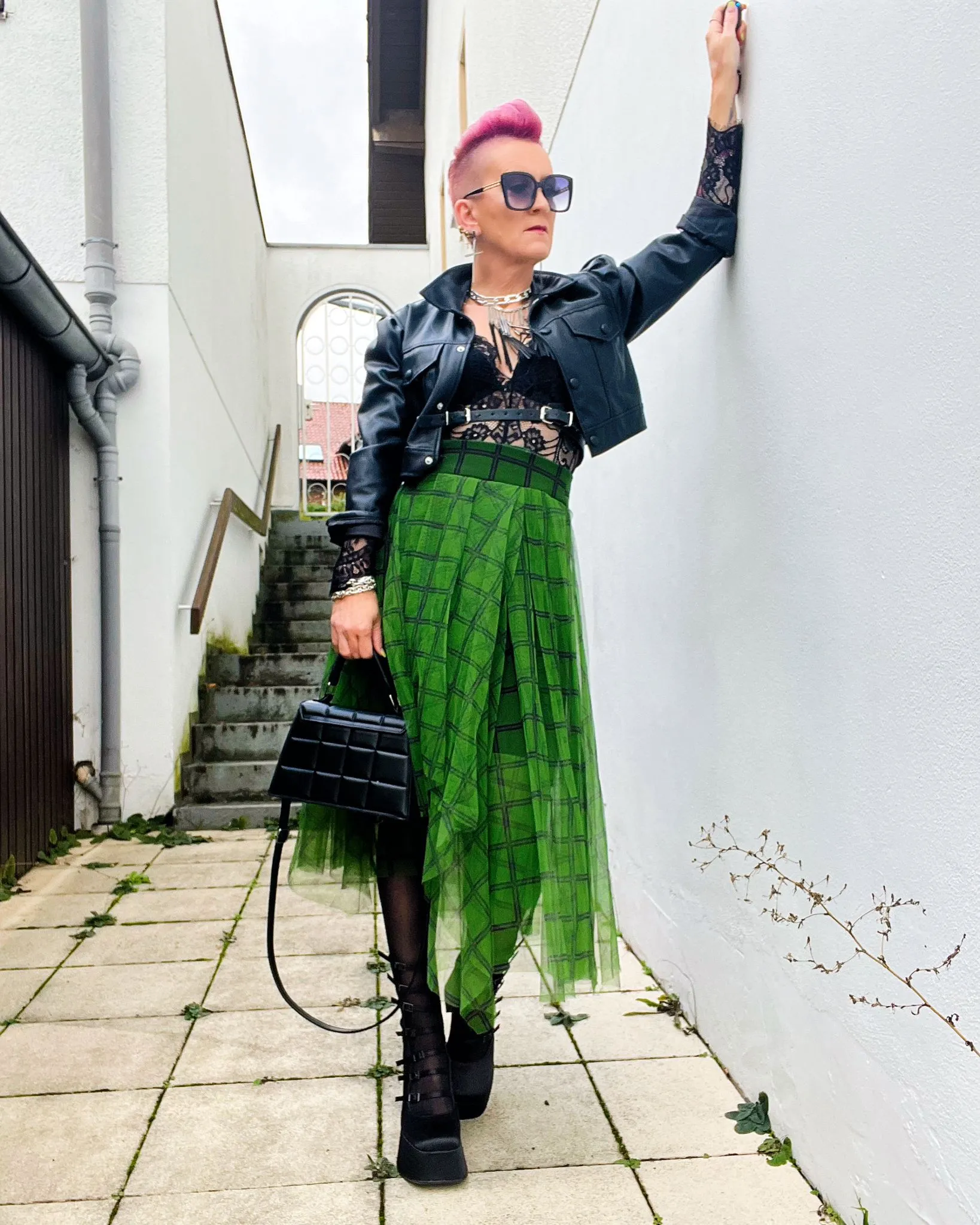 Simple Moderne Layered Tartan Skirt