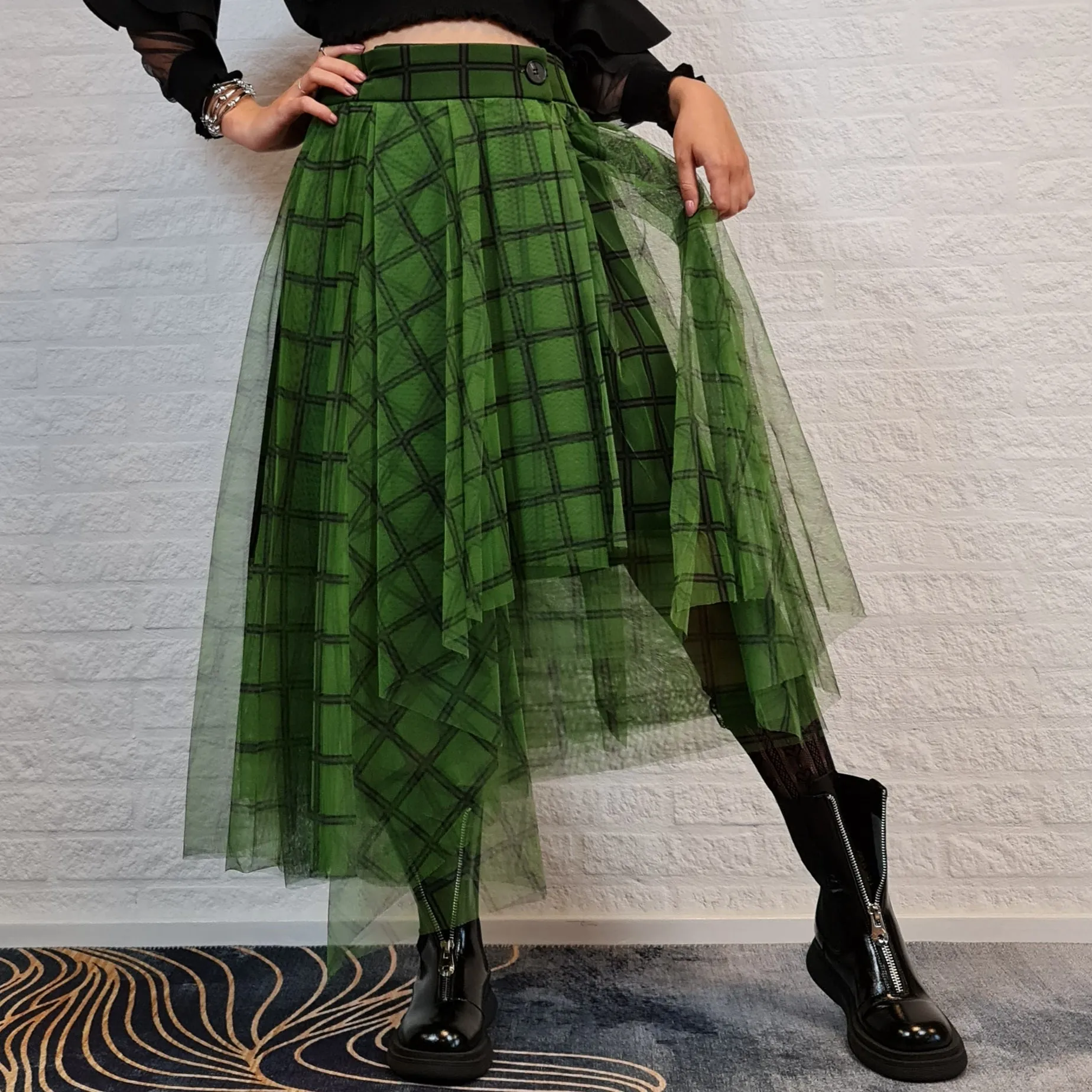 Simple Moderne Layered Tartan Skirt