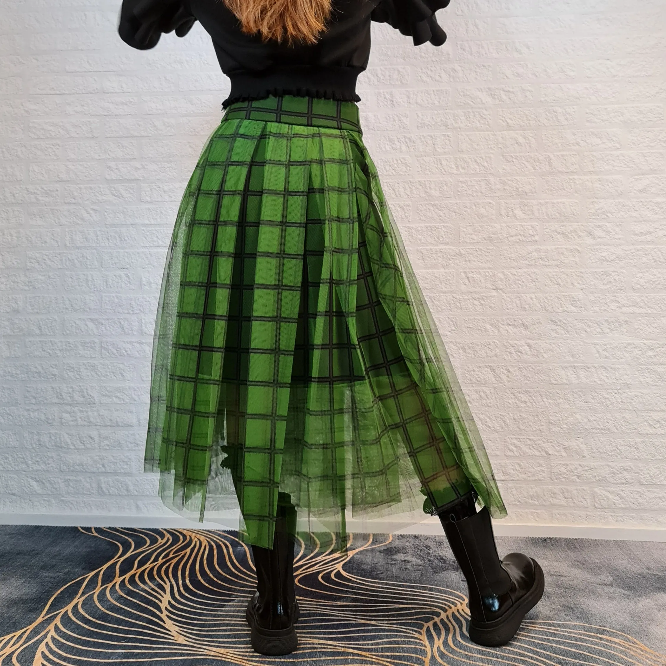 Simple Moderne Layered Tartan Skirt