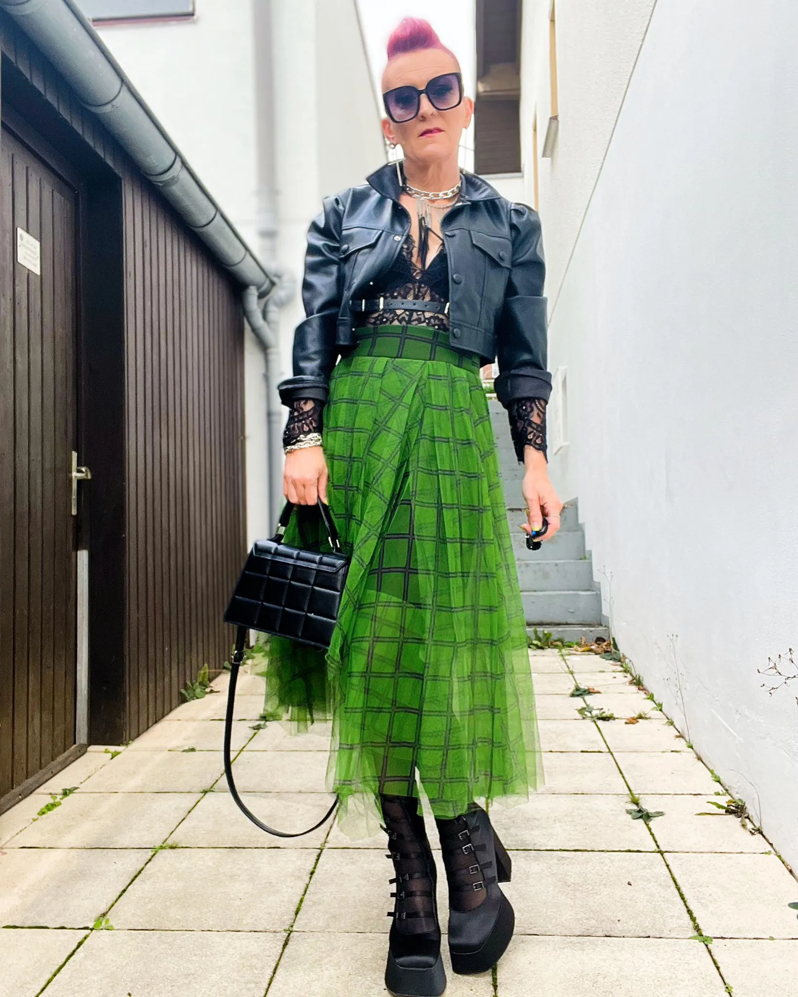 Simple Moderne Layered Tartan Skirt