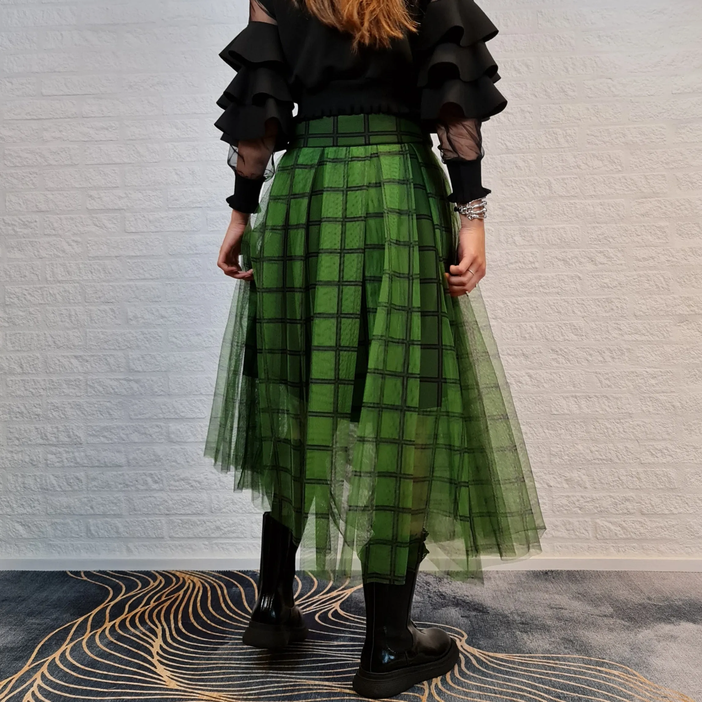 Simple Moderne Layered Tartan Skirt
