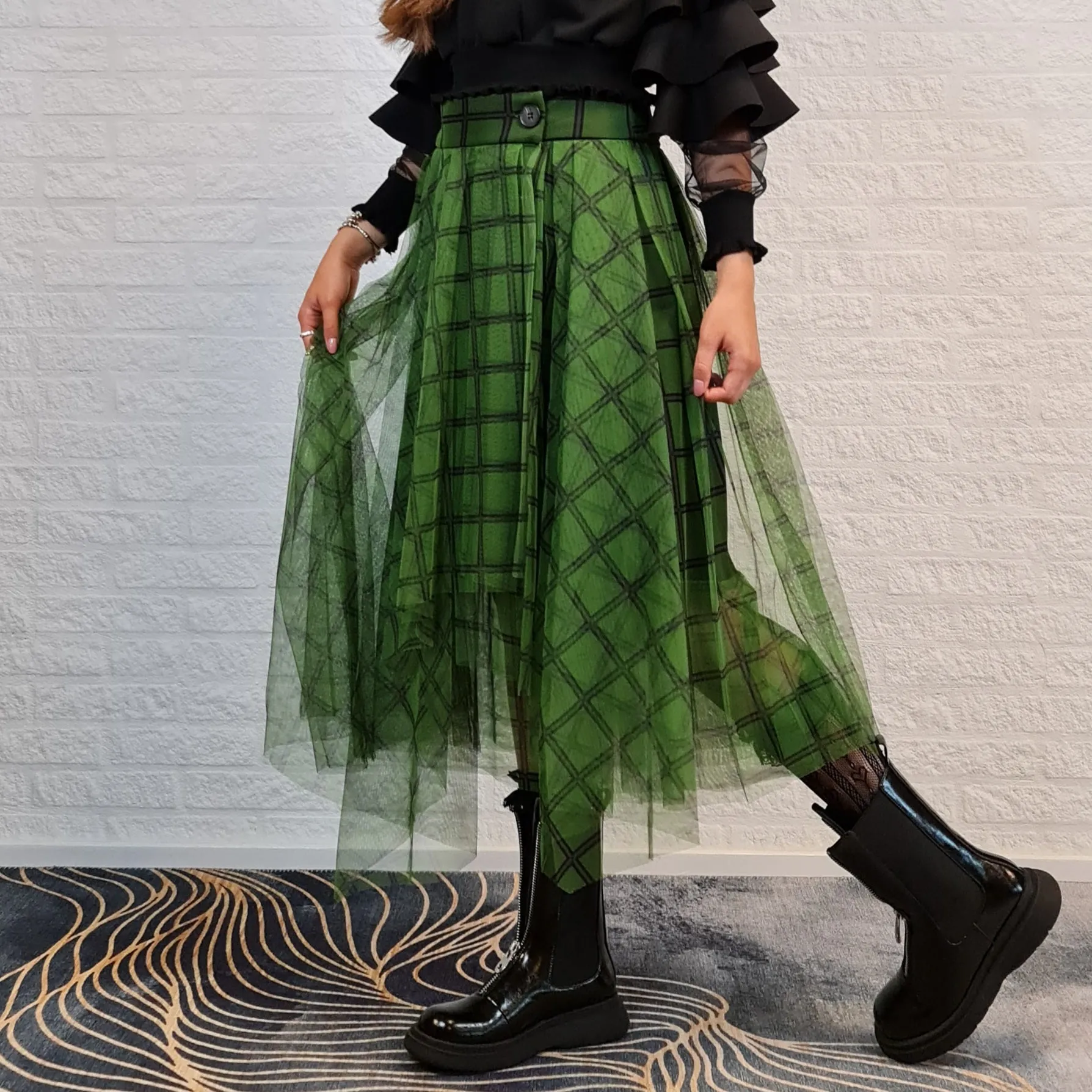 Simple Moderne Layered Tartan Skirt