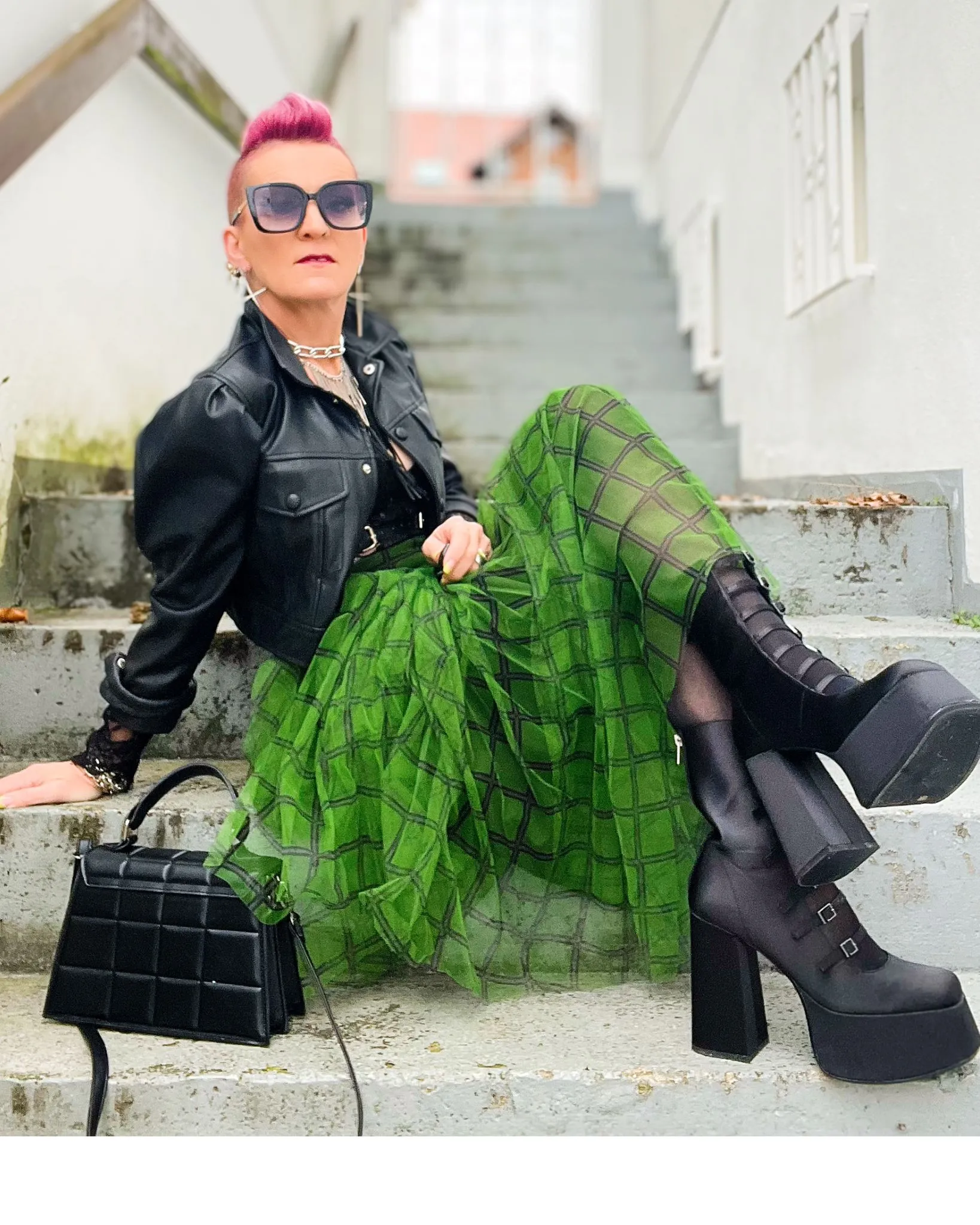 Simple Moderne Layered Tartan Skirt