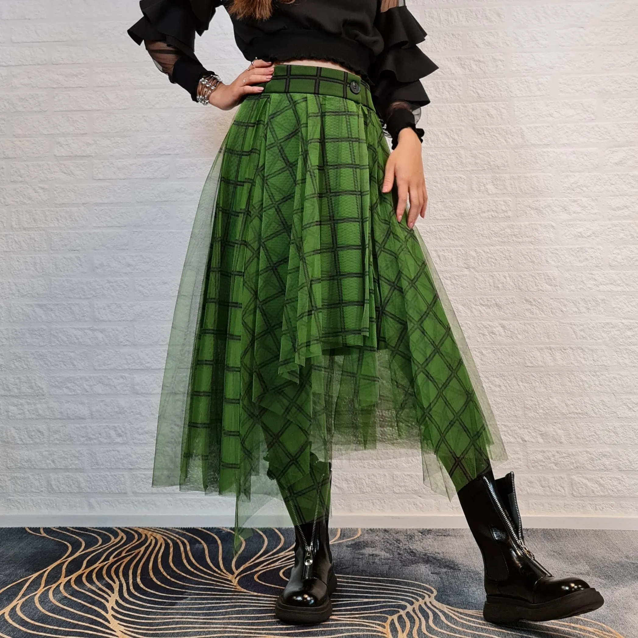Simple Moderne Layered Tartan Skirt
