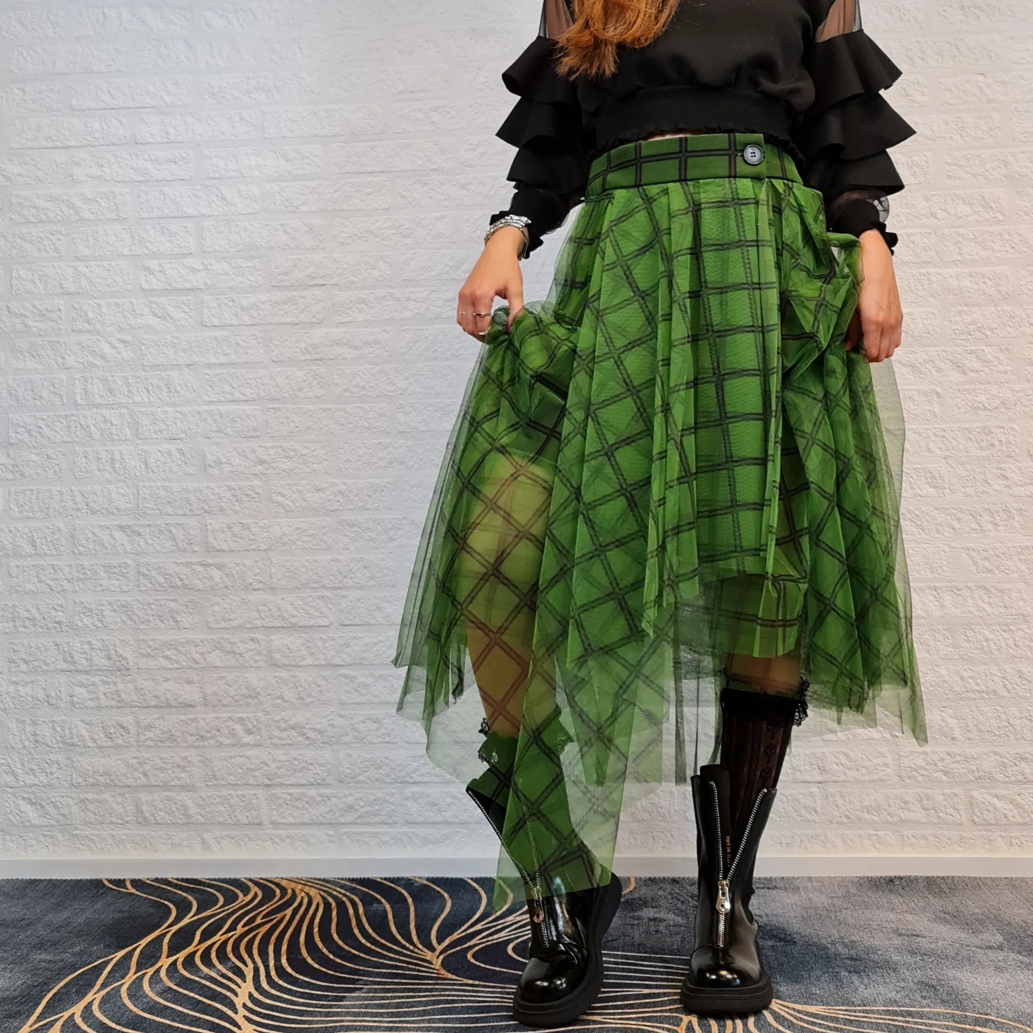 Simple Moderne Layered Tartan Skirt