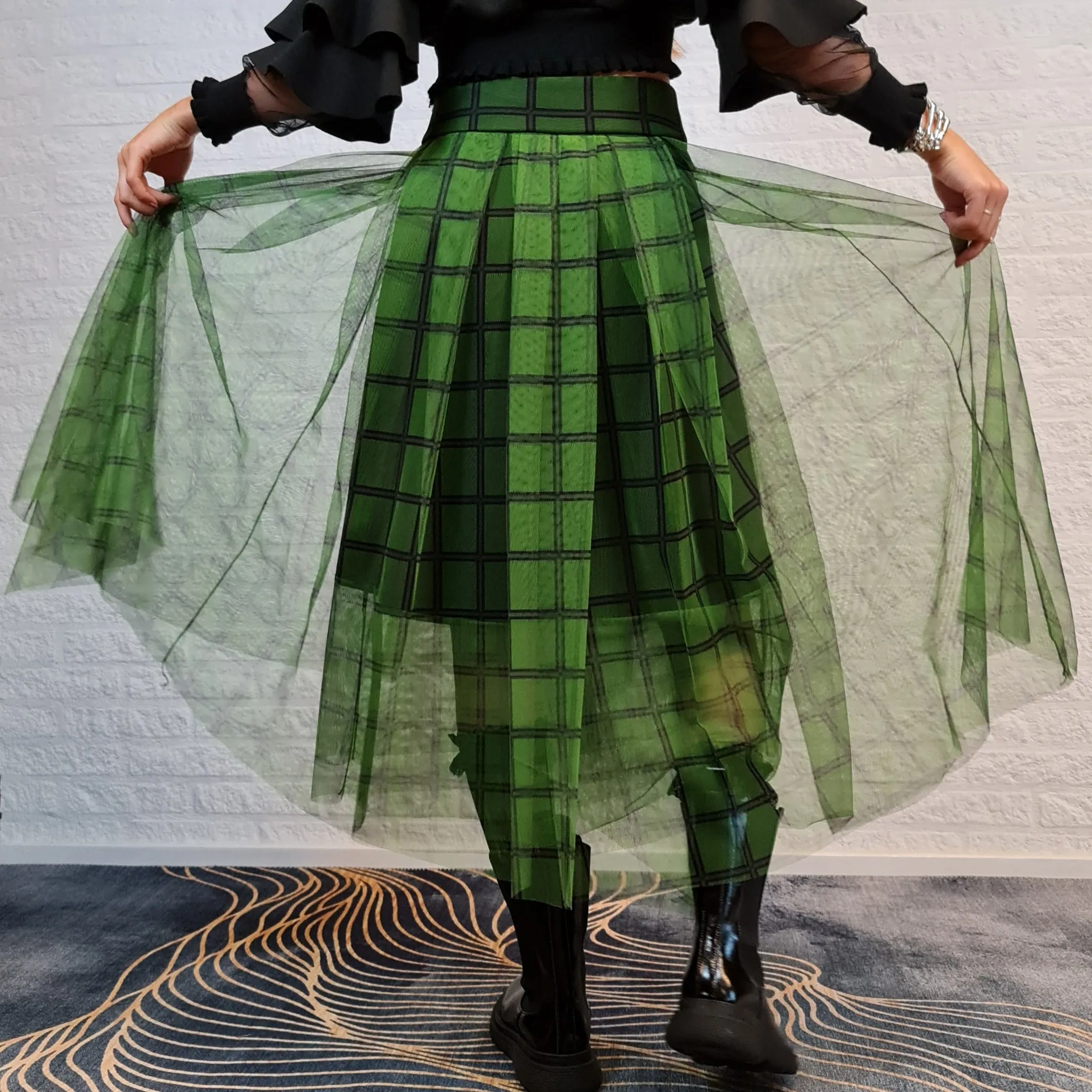Simple Moderne Layered Tartan Skirt