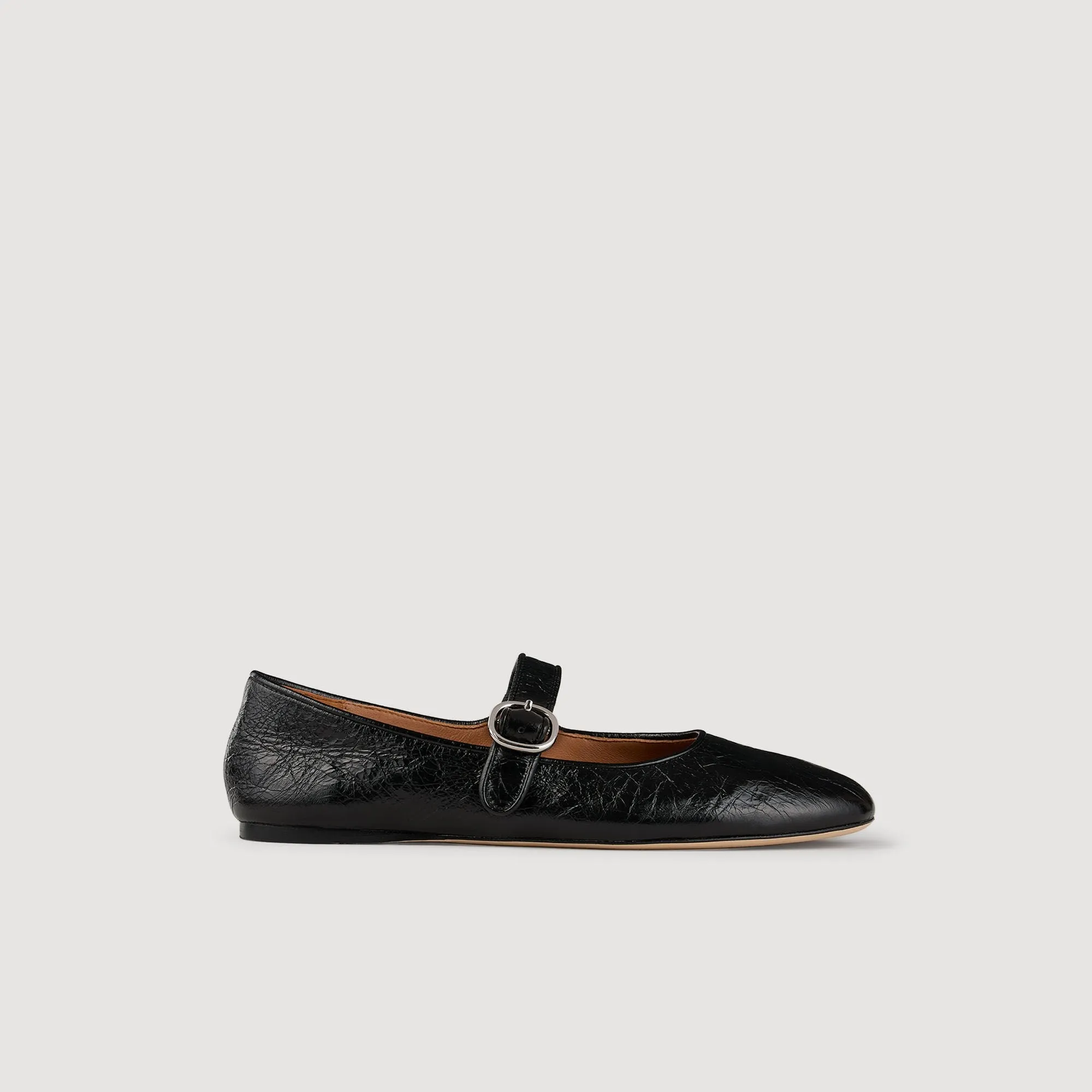 Sixties Shiny Leather Ballet Flats Black