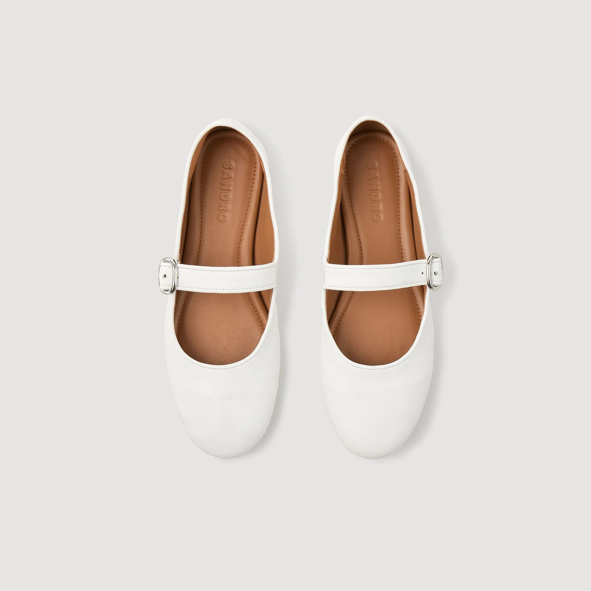 Sixties Shiny Leather Ballet Flats White