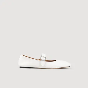 Sixties Shiny Leather Ballet Flats White