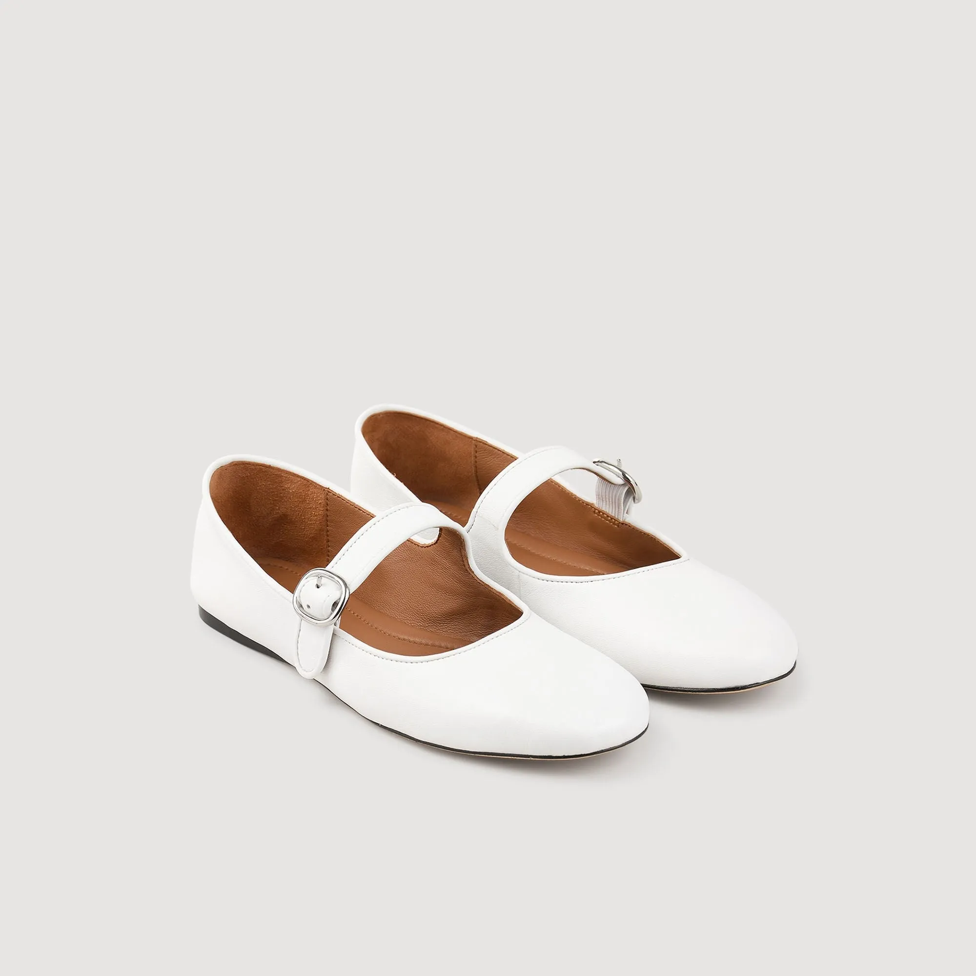 Sixties Shiny Leather Ballet Flats White