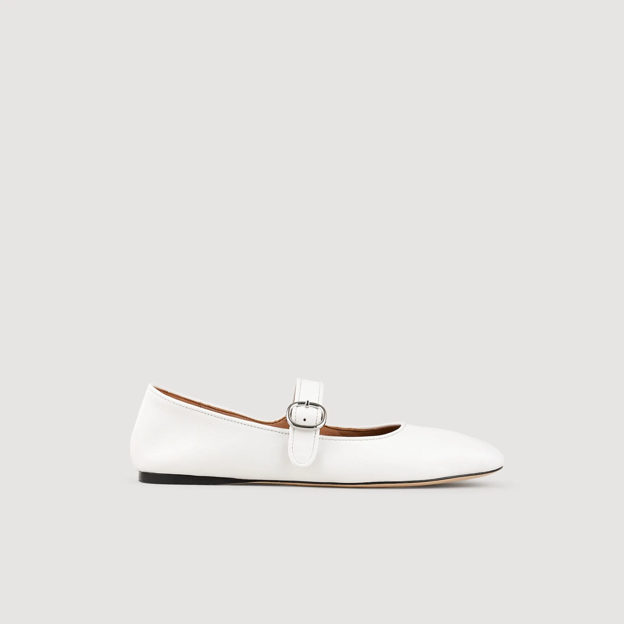 Sixties Shiny Leather Ballet Flats White