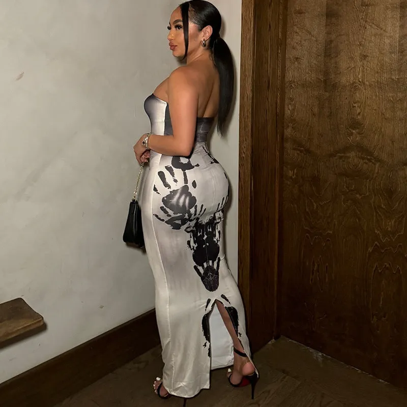 Strapless Low-Back Slit Dress for Daring Elegance and Style