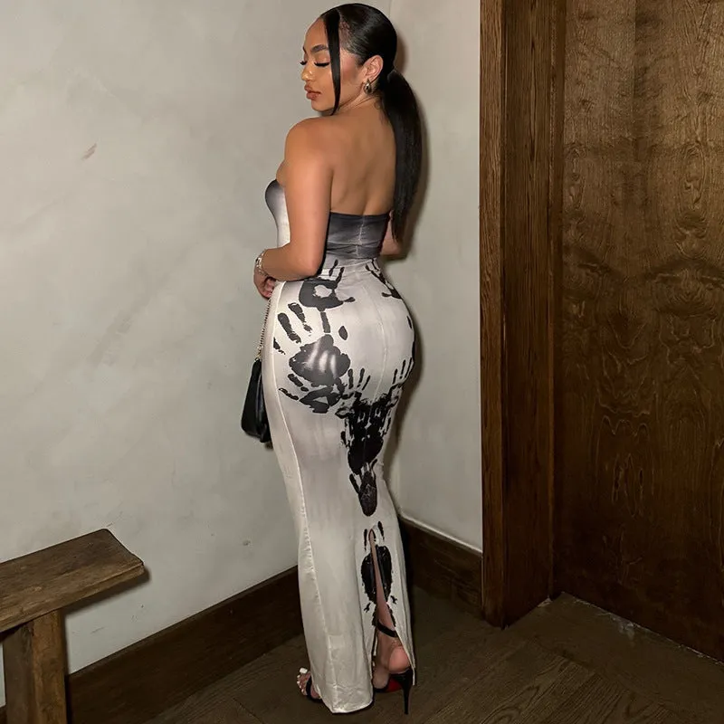 Strapless Low-Back Slit Dress for Daring Elegance and Style