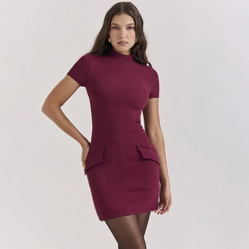Stylish Pocket Short Sleeve Bodycon Dress for Effortless Everyday Chic