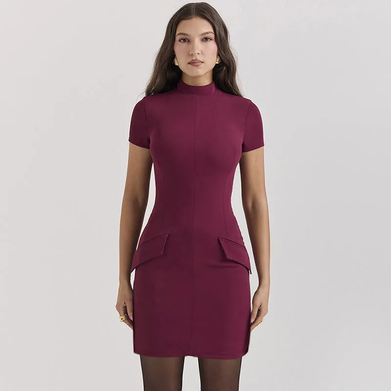 Stylish Pocket Short Sleeve Bodycon Dress for Effortless Everyday Chic