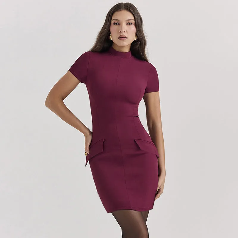 Stylish Pocket Short Sleeve Bodycon Dress for Effortless Everyday Chic