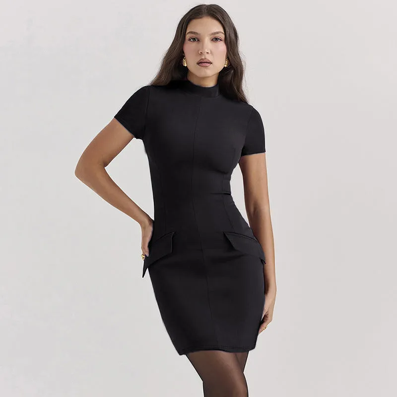 Stylish Pocket Short Sleeve Bodycon Dress for Effortless Everyday Chic