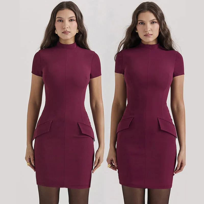 Stylish Pocket Short Sleeve Bodycon Dress for Effortless Everyday Chic
