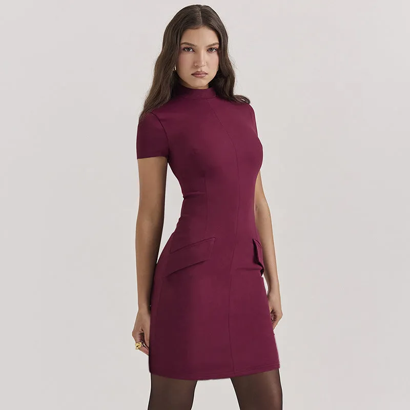 Stylish Pocket Short Sleeve Bodycon Dress for Effortless Everyday Chic