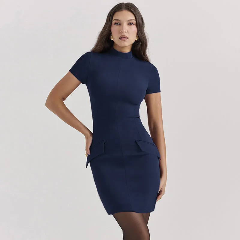 Stylish Pocket Short Sleeve Bodycon Dress for Effortless Everyday Chic