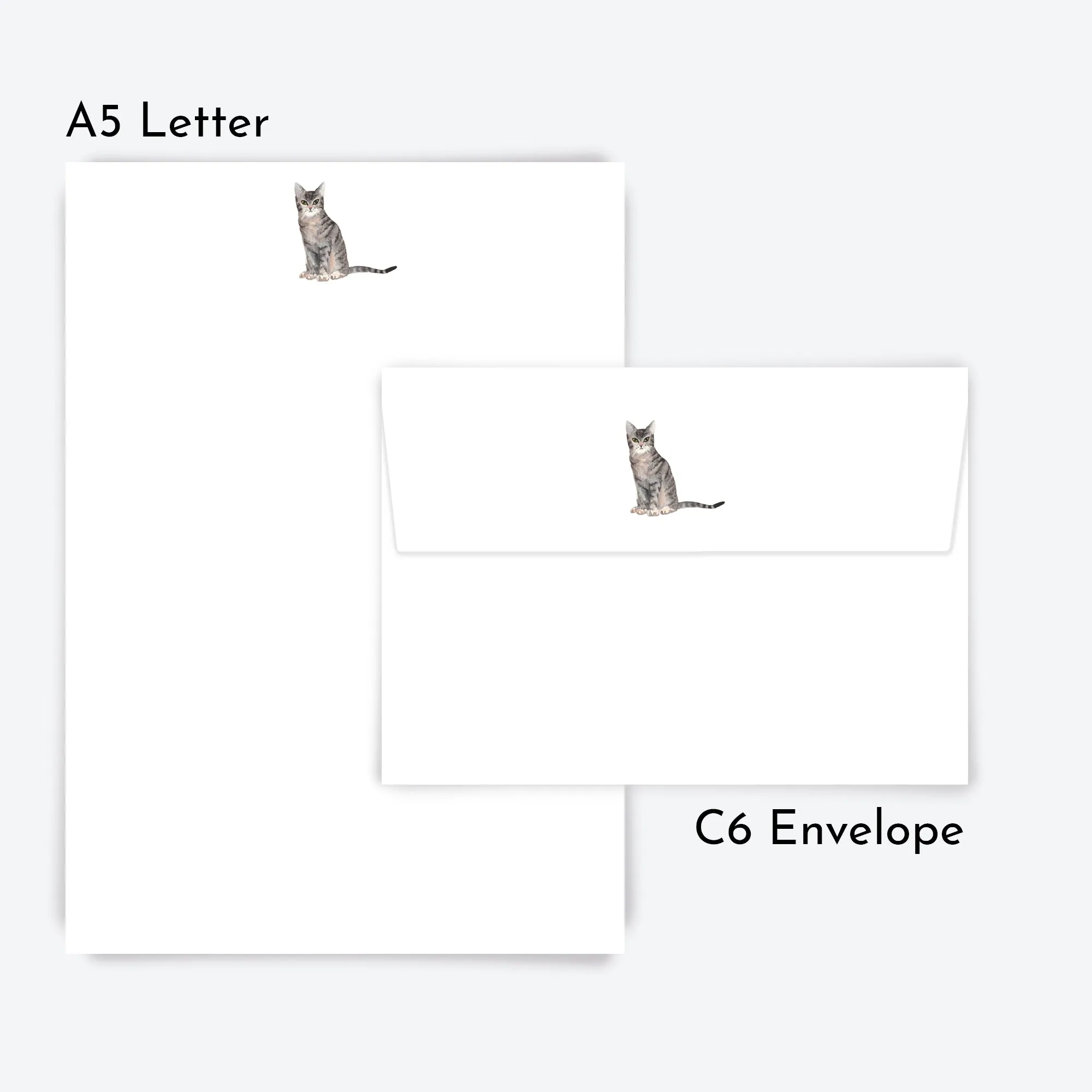 Tabby Cat Letter Writing Set in Writing Folder