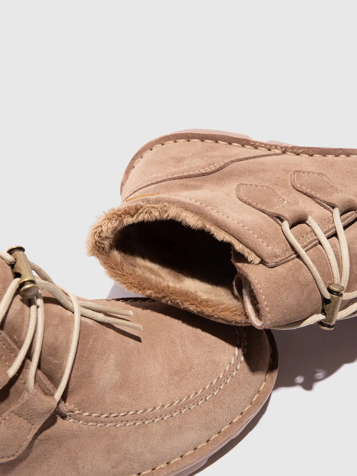 Taupe Lace-up Ankle Boots