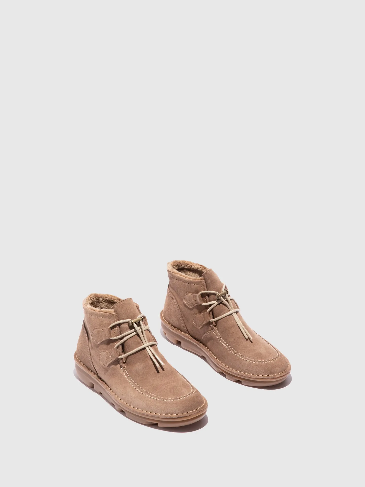 Taupe Lace-up Ankle Boots