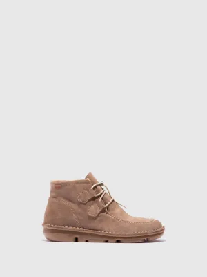 Taupe Lace-up Ankle Boots