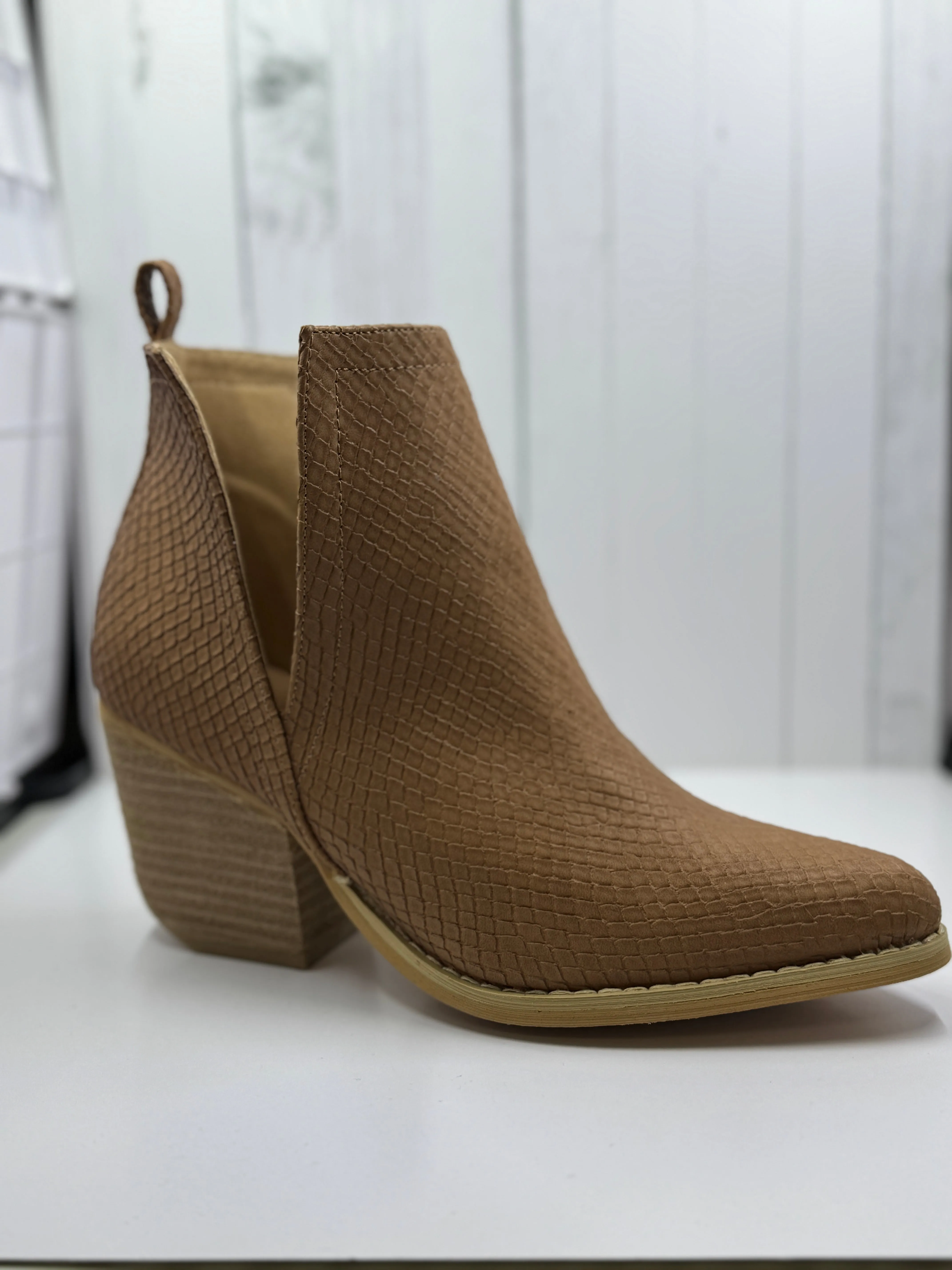 Textured Snake Skin Booties