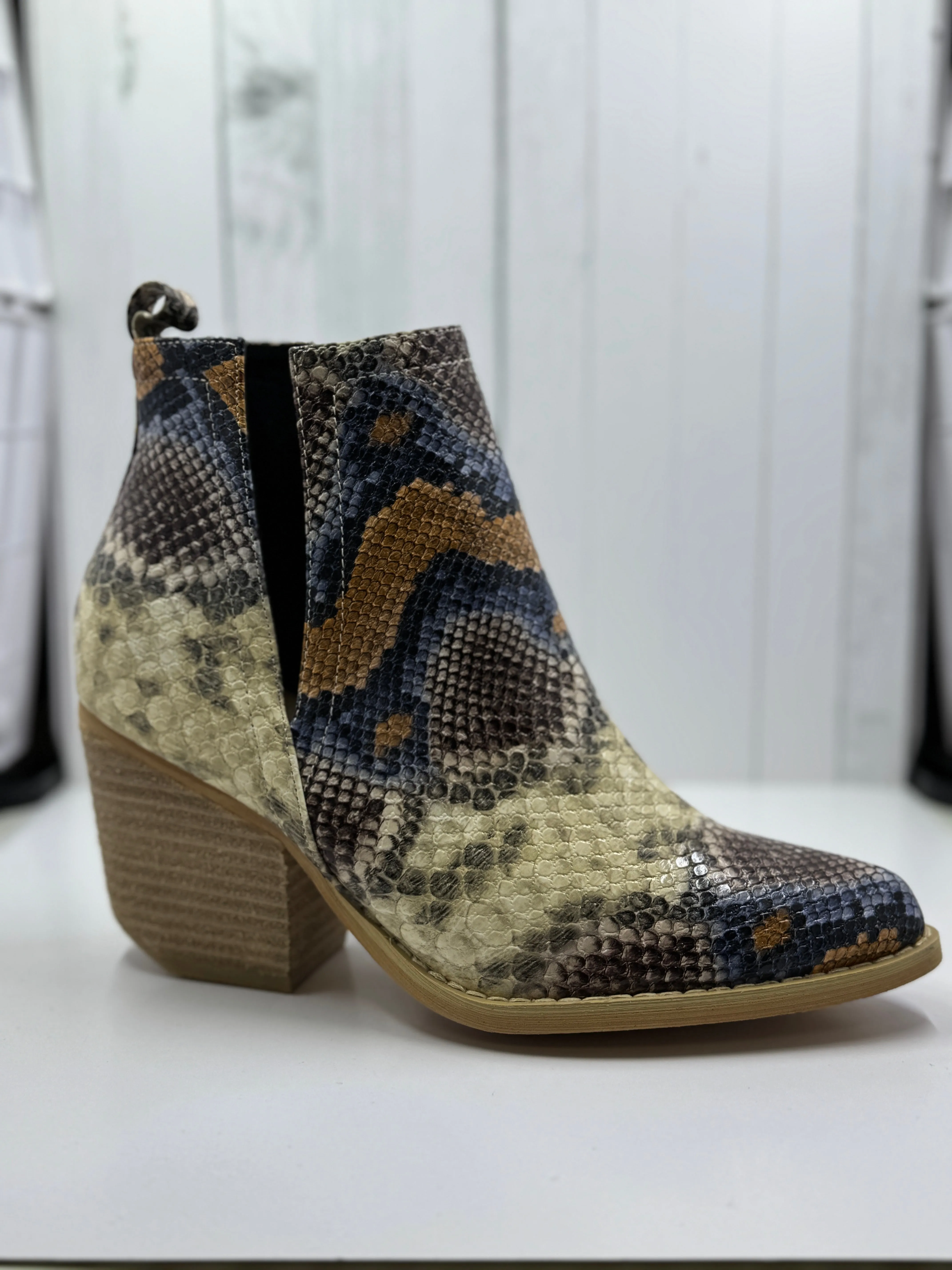 Textured Snake Skin Booties