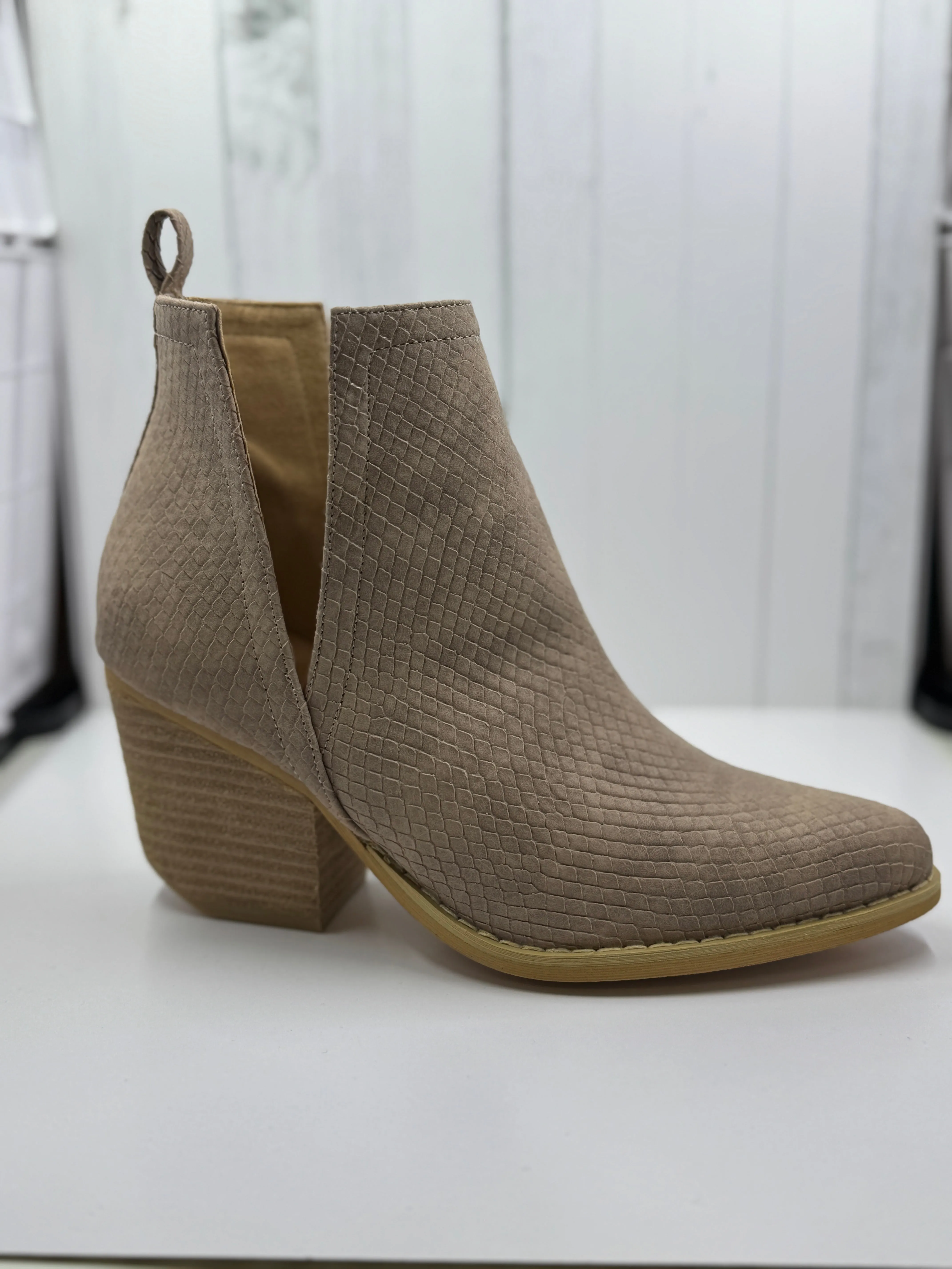 Textured Snake Skin Booties