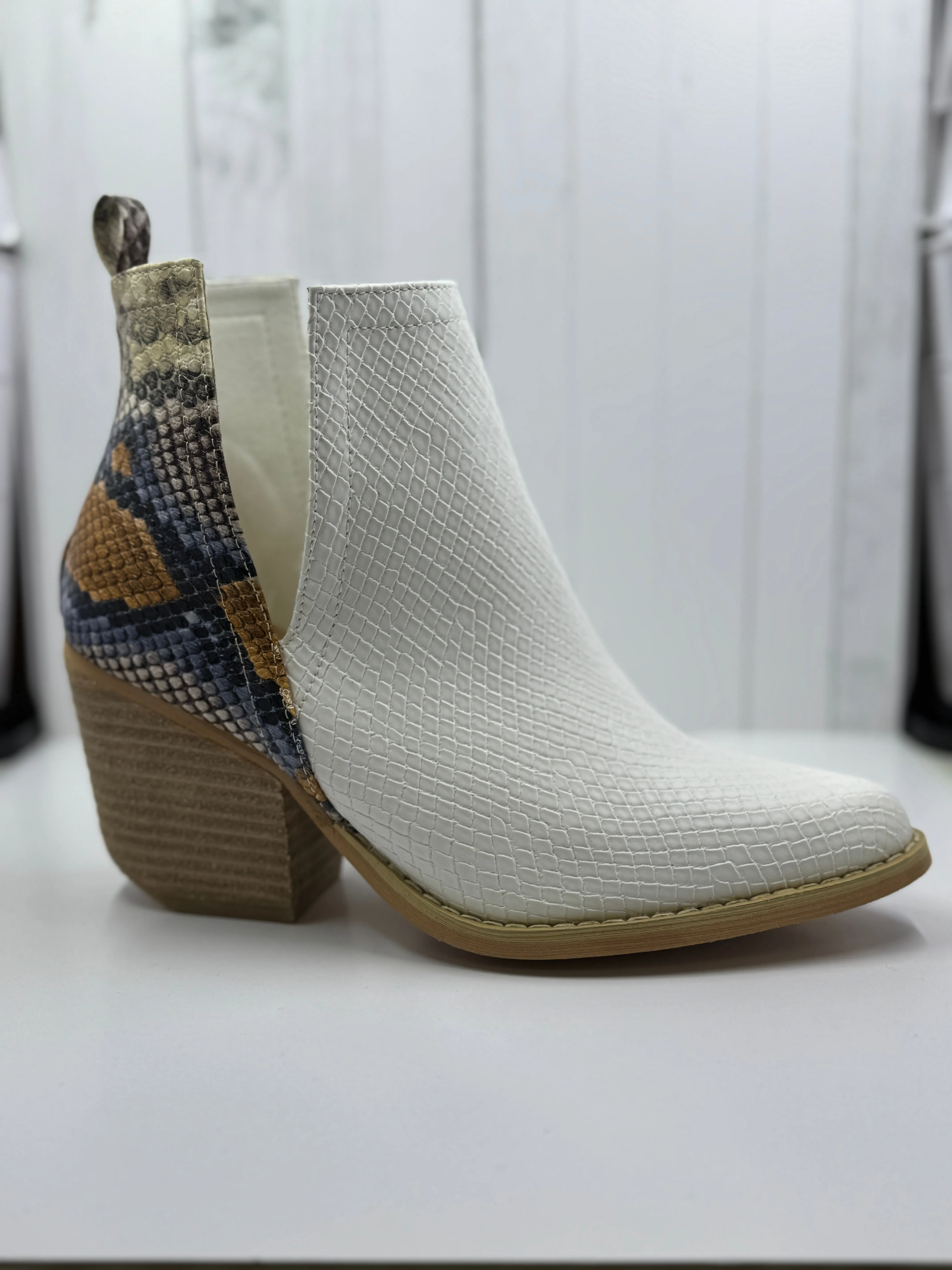 Textured Snake Skin Booties
