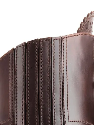 The Regina Women's Tall Heeled Boot - Mahogany Leather, Narrow Calf