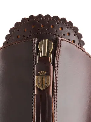 The Regina Women's Tall Heeled Boot - Mahogany Leather, Narrow Calf