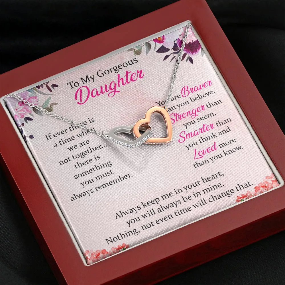 To My Gorgeous Daughter Interlocking Hearts Necklace