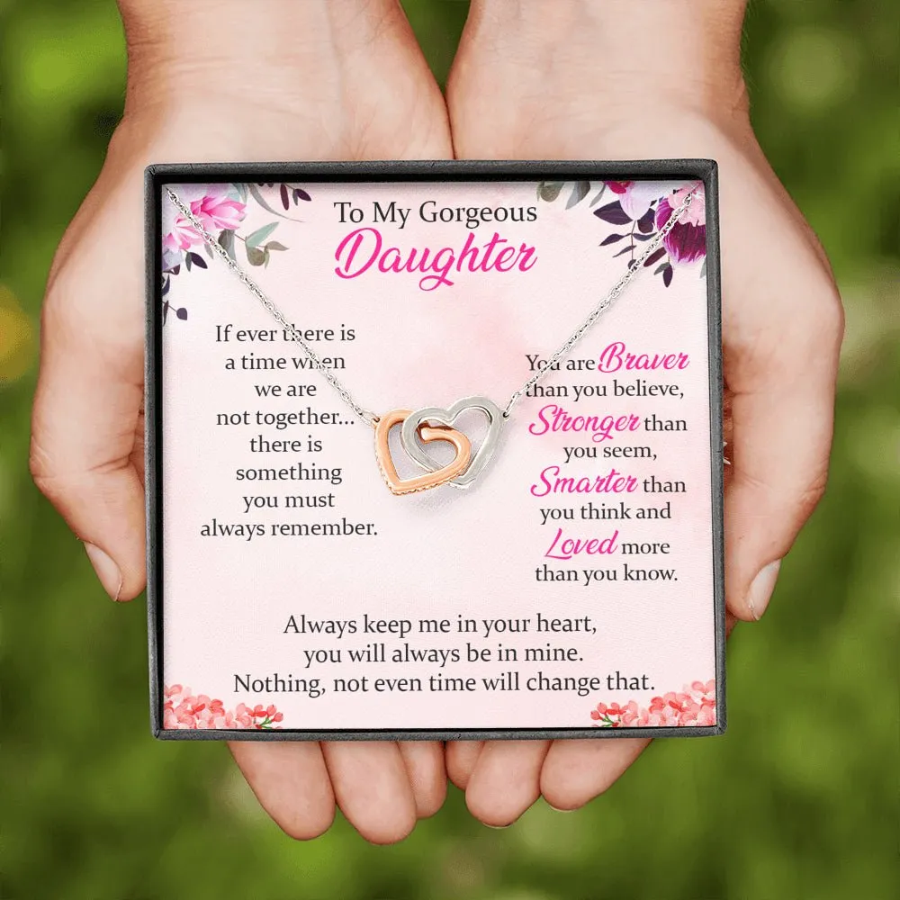To My Gorgeous Daughter Interlocking Hearts Necklace