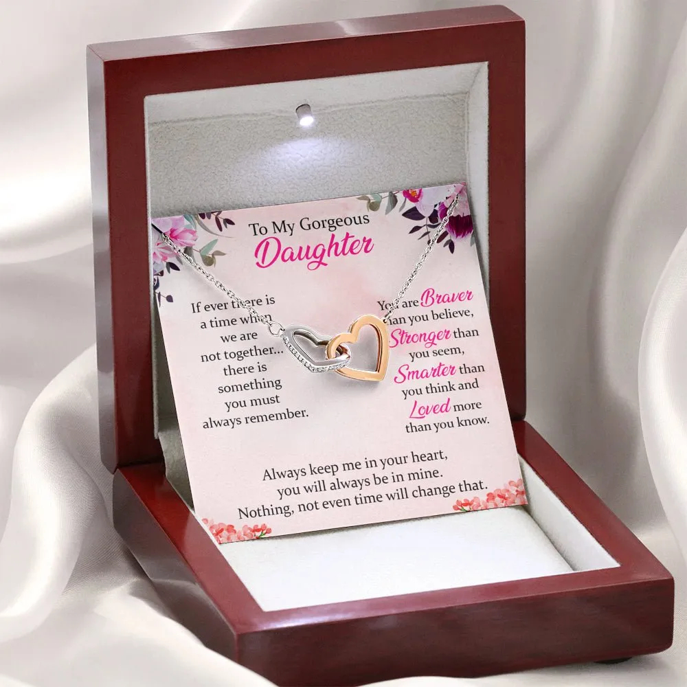 To My Gorgeous Daughter Interlocking Hearts Necklace