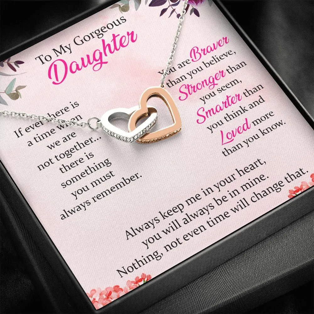 To My Gorgeous Daughter Interlocking Hearts Necklace