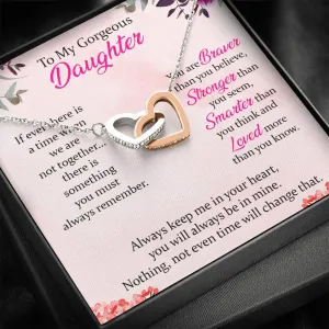 To My Gorgeous Daughter Interlocking Hearts Necklace