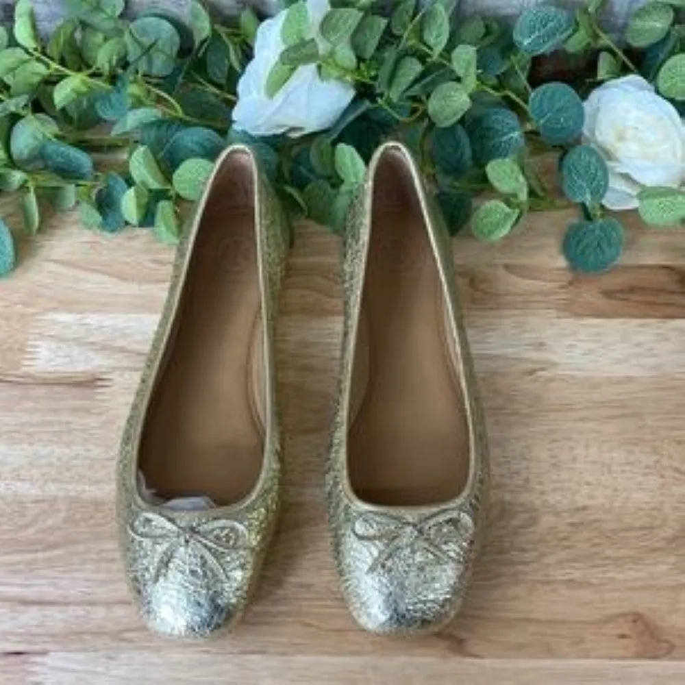 Tory Burch Laila Metallic Driver Ballet Flats 6.5