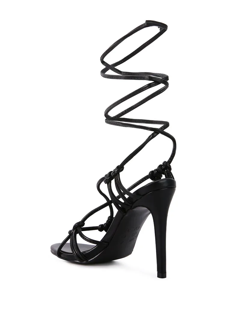 Trixy Knot Lace Up High Heel Sandal By Ruw