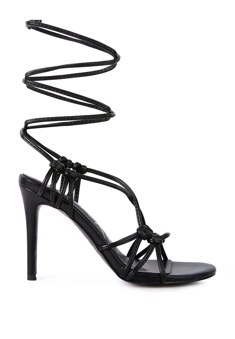 Trixy Knot Lace Up High Heel Sandal By Ruw