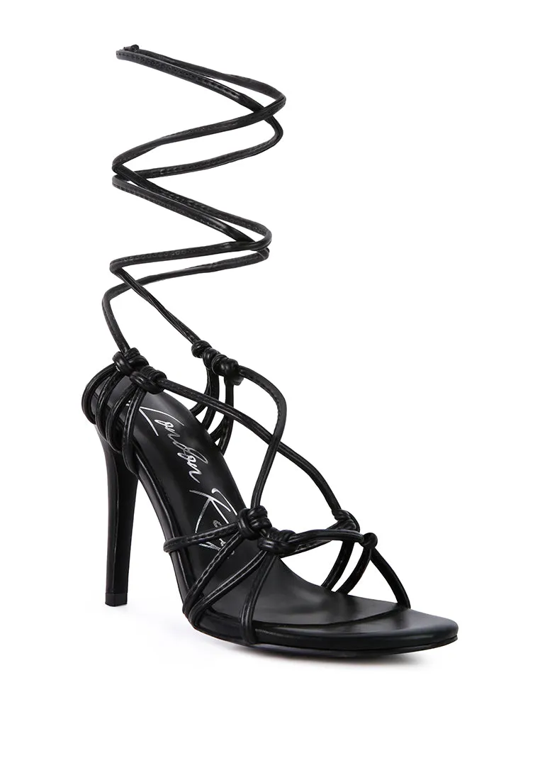 Trixy Knot Lace Up High Heel Sandal By Ruw
