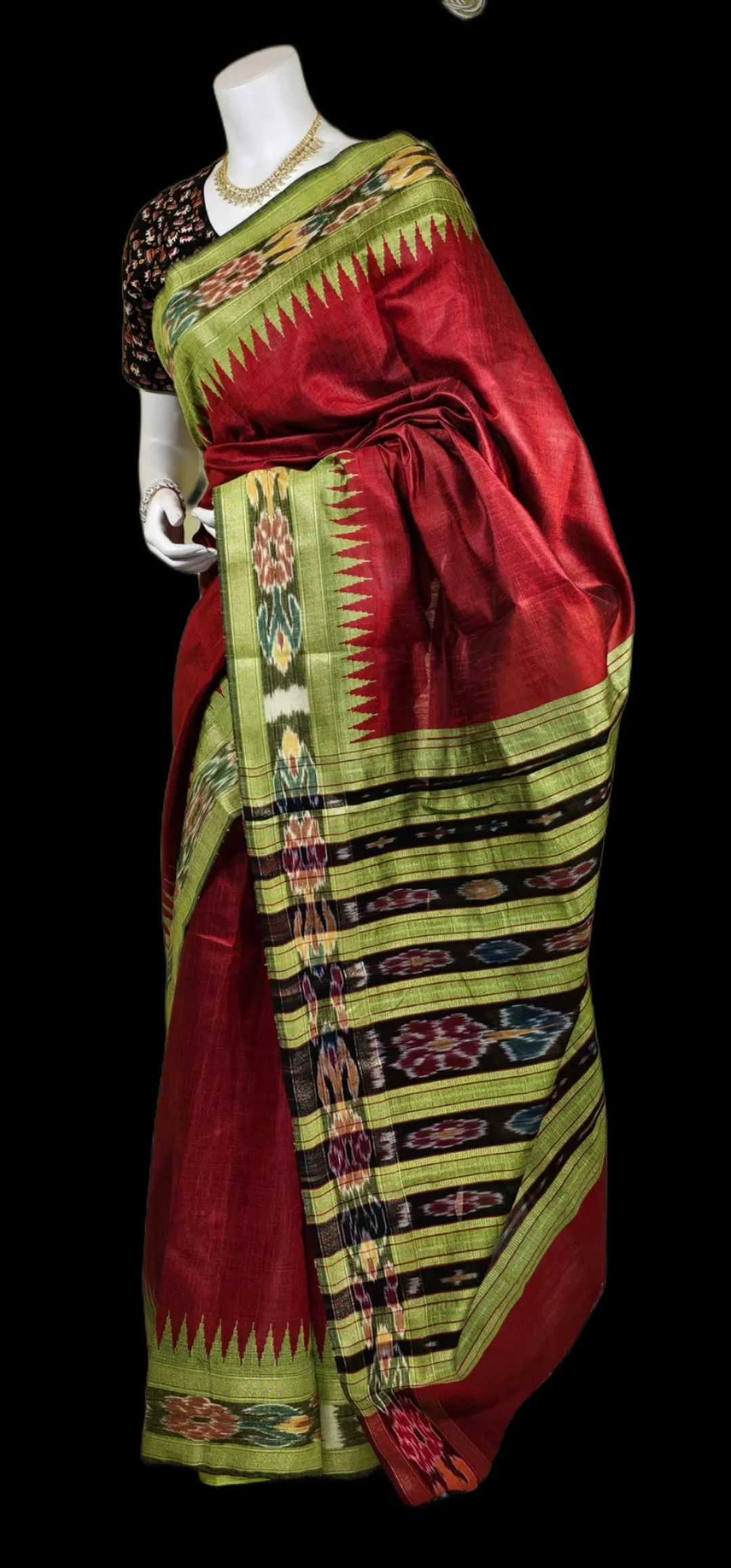 TS042923002 - Tussar Silk Saree with Ikkat Pallu